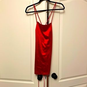 B2V RED SATINY MINI DRESS - stretch/ sz s